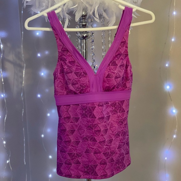 L.L. Bean Other - L.L. Bean Magenta V-Neck Tankini Padded Swimsuit Top Adjustable